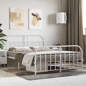 vidaXL Bed Frame med huvudgavel och fotgavel vit metall 135x190 cm 353701