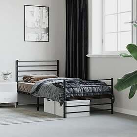 vidaXL Bed Frame med huvudgavel och fotgavel svart metall 90x190 cm 352329