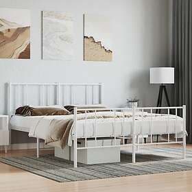 vidaXL Bed Frame med huvudgavel och fotgavel vit metall 135x190 cm 352546