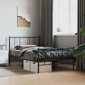 vidaXL Bed Frame med huvudgavel och fotgavel svart metall 80x200 cm 352489