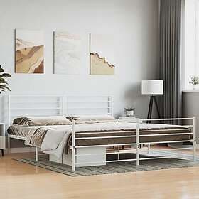 vidaXL Bed Frame med huvudgavel och fotgavel vit metall 193x203 cm 352392