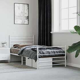 vidaXL Bed Frame med huvudgavel och fotgavel vit metall 100x190 cm 352380