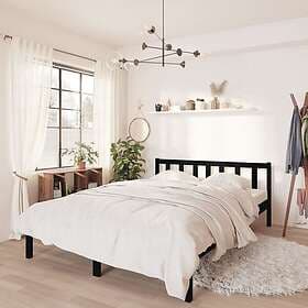 vidaXL Bed Frame svart massiv furu 135x190 cm 810061