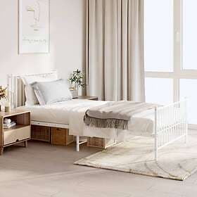 vidaXL Bed Frame med huvudgavel och fotgavel vit metall 100x200 cm 350944