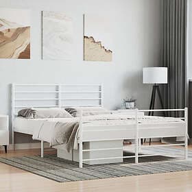 vidaXL Bed Frame med huvudgavel och fotgavel vit metall 120x190 cm 352383