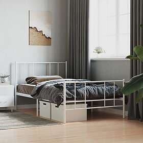 vidaXL Bed Frame med huvudgavel och fotgavel vit metall 90x190 cm 352539