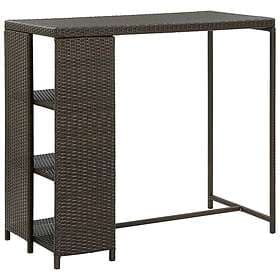 vidaXL Bar table with storage shelves brown 120x60x110 cm poly rattan 313475