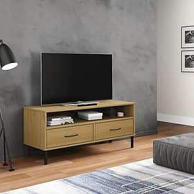 vidaXL TV Stand med metallben OSLO brun massiv furu 351024