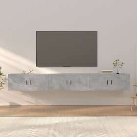 vidaXL Väggmonterade tv-skåp 3 st betonggrå 100x34.5x40 cm 3188378