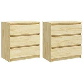 vidaXL Sängbord 2 st 60x36x64 cm massiv furu 3093547