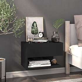 vidaXL Väggmonterat sängbord svart 810955