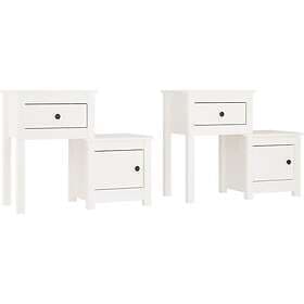 vidaXL Sängbord 2 st vit 79.5x38x65.5 cm massiv furu 814542