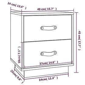 vidaXL Sängbord 2 st grå 40x34x45 cm massiv furu 818330