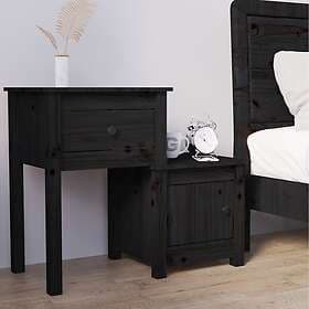 vidaXL Sängbord svart 79.5x38x65.5 cm massiv furu 814547