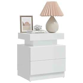 vidaXL Sängbord vit högglans 45x35x52 cm spånskiva 326855