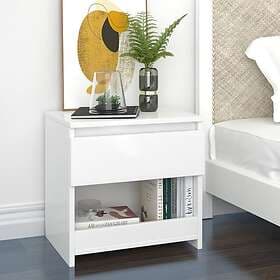 vidaXL Nightstand White High Gloss 40x30x39cm Chipboard 803455
