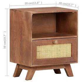 vidaXL Sängbord 40x30x50 cm massivt mangoträ 323597