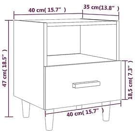 vidaXL Nightstand Smoke Brown Oak 40x35x47cm 817297