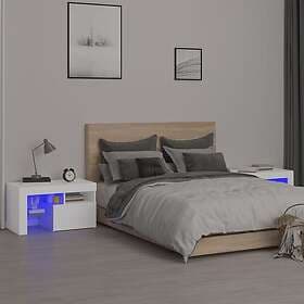 vidaXL Sängbord med LED 2 st vit 70x36.5x40 cm 3152770