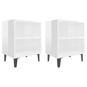 vidaXL Nightstand With Metal Legs White High Gloss 40x30x50cm 805810