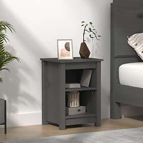 vidaXL Sängbord Grå 40x35x55 cm massivt furuträ 820960