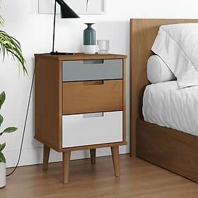 vidaXL Sängbord MOLDE brun 40x35x65 cm massiv furu 350498