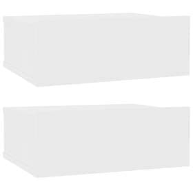 vidaXL Floating Nightstand 2 pcs White 40x30x15cm Chipboard 800307