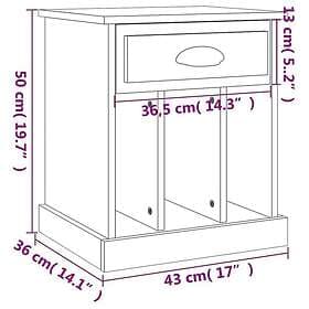 vidaXL Nightstand White High Gloss 43x36x50cm 816349