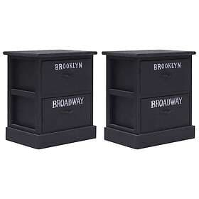 vidaXL Nightstand 2 pcs Black 38x28x45cm Paulownia Wood 284059
