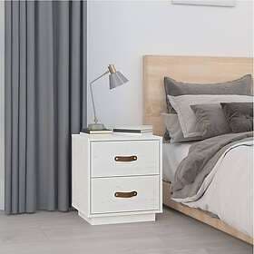 vidaXL Sängbord vit 40x34x45 cm massivt furuträ 818327