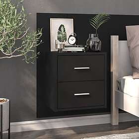 vidaXL Väggmonterat sängbord svart 810991