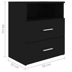 vidaXL Nightstand Black 50x32x60cm Chipboard 803275