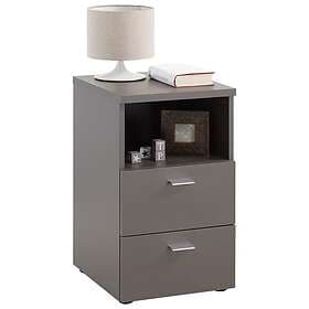 vidaXL Bedside Table 2 Drawers Open Shelf Lava Grey 428716