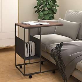 vidaXL Sidobord med hjul svart 55x36x63.5 cm konstruerat trä 343108