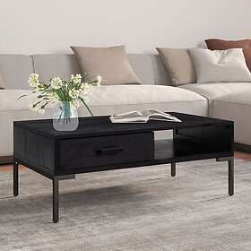 vidaXL Soffbord svart 90x50x35 cm massiv återvunnen furu 349930