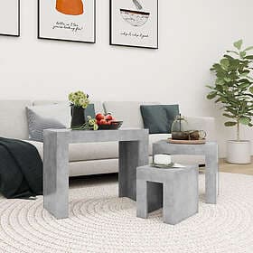 vidaXL End Table 808544 Concrete Grey 3 pcs Chipboard