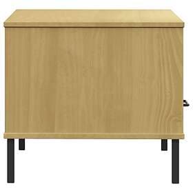 vidaXL Soffbord med metallben OSLO brun 85x50x45 cm massivt trä 351033