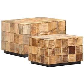 vidaXL Soffbord 2 st med klossdesign grovt mangoträ 286435