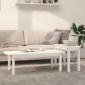 vidaXL Satsbord 2 st vit massiv furu 822363