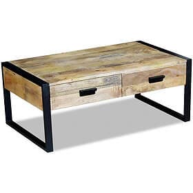 vidaXL Coffee Table 2 Drawers Solid Mango Wood 100x60x40cm 243297