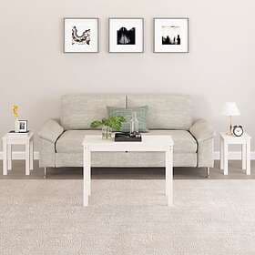 vidaXL Satsbord 3 st vit massiv furu 824979