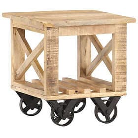 vidaXL Sidobord med hjul 40x40x42 cm grovt mangoträ 320936