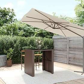vidaXL Bar Table med glasskiva brun 105x80x110 cm konstrotting 362593
