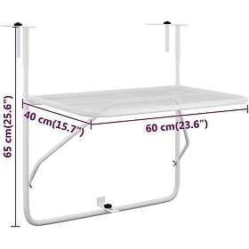 vidaXL Balcony Table white 60x40 cm steel