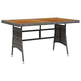 vidaXL Garden Table grey 130x70x72cm synthetic rattan solid acacia 3186