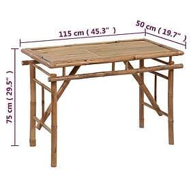 vidaXL Folding Garden Table 115x50x75 cm bamboo 341745