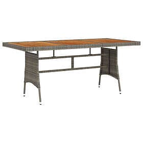 vidaXL Dining Table for Garden grey 160x70x72 cm synthetic rattan and solid acac