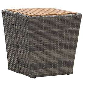 vidaXL Coffee Table grey 41.5x41.5x43 cm synthetic rattan and solid acacia wood 