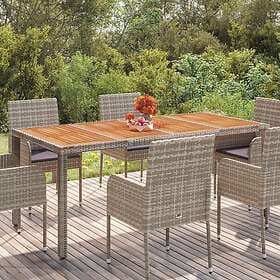 vidaXL Garden Table with wooden top grey 190x90x75 cm polyrattan 319906
