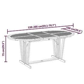 vidaXL Trädgårdsbord 200x100x75 massivt eukalyptusträ 316072